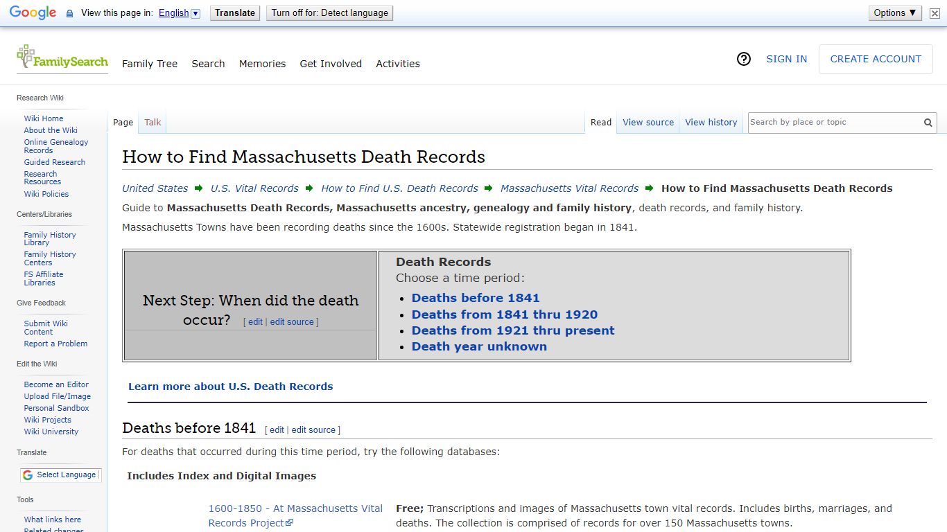 How to Find Massachusetts Death Records • FamilySearch