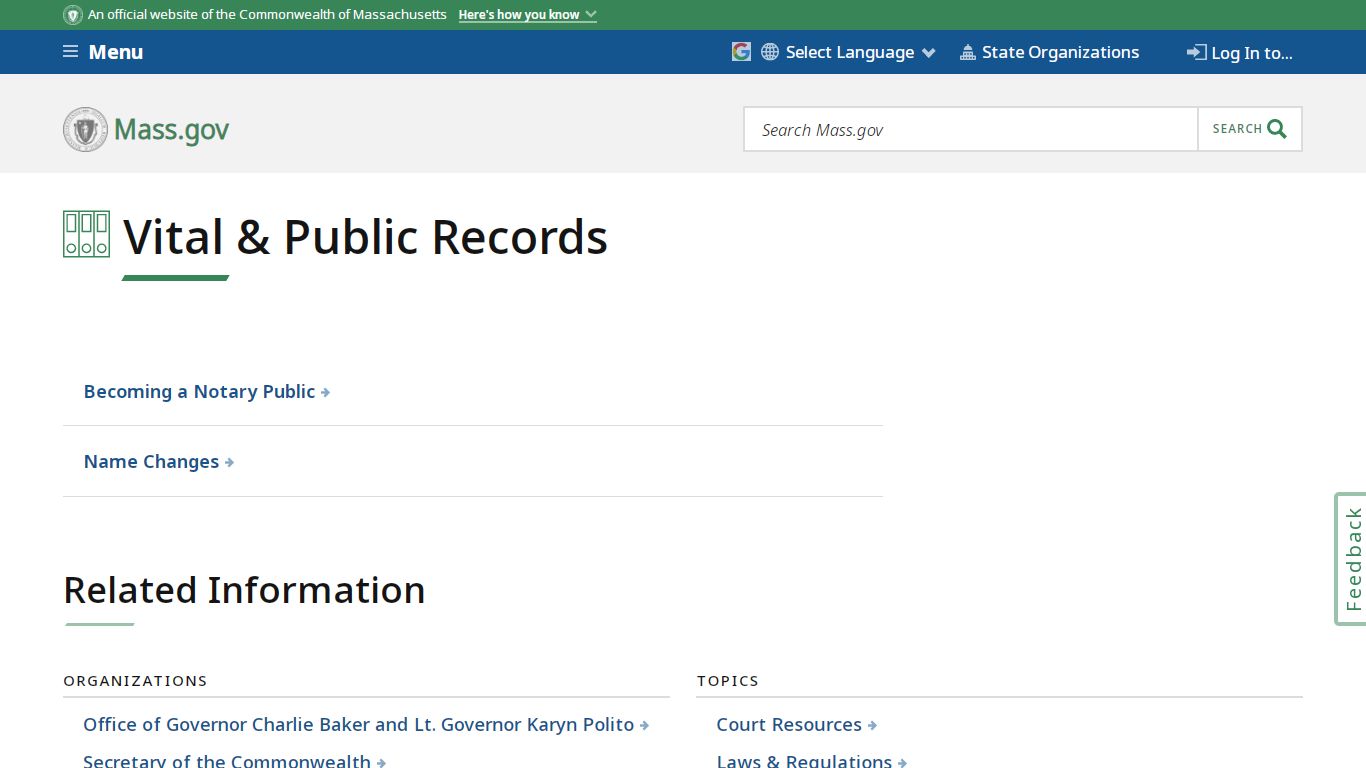Vital & Public Records - Mass.gov